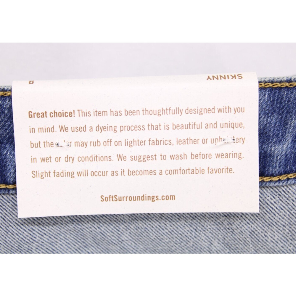 Soft Surroundings The Ultimate High Rise Skinny Ankle Jeans Sliver Lake 8 NEW - Picture 7 of 10